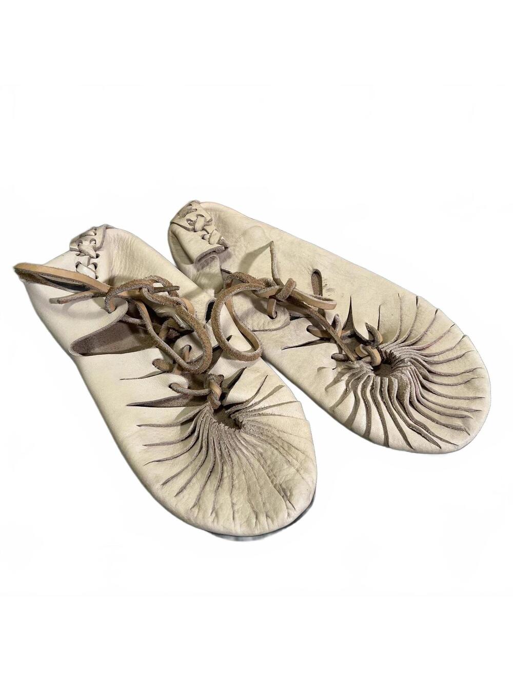 Ren Festival Handmade Leather Womens Sandals Size 10 Cream Tan Bohemian Moccasin